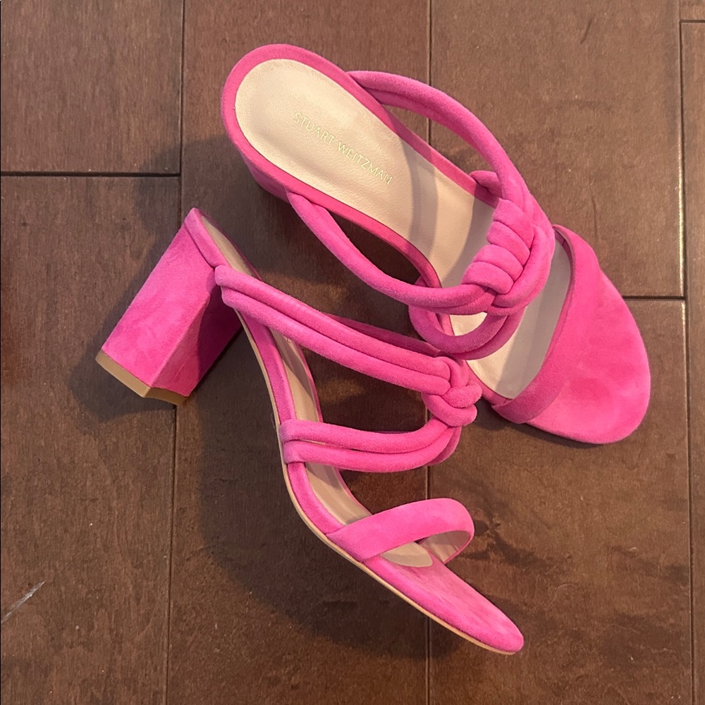 Stuart Weitzman Pink Knotted Heeled Sandals